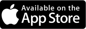 Black and white "available on the app store" badge featuring an apple logo.