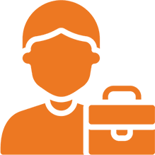 An illustration of a preferred professional wearing a hard hat and carrying a toolbox.