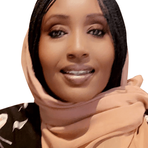 Woman in a hijab smiling professionally at the camera.